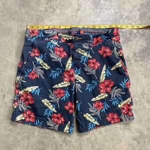 Superdry Shorts Mens Size 32 Nue Wave Floral‎ Blue Flat Front Chino